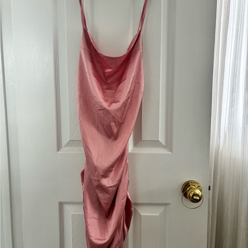 Elegant Pink Satin Slip Dress